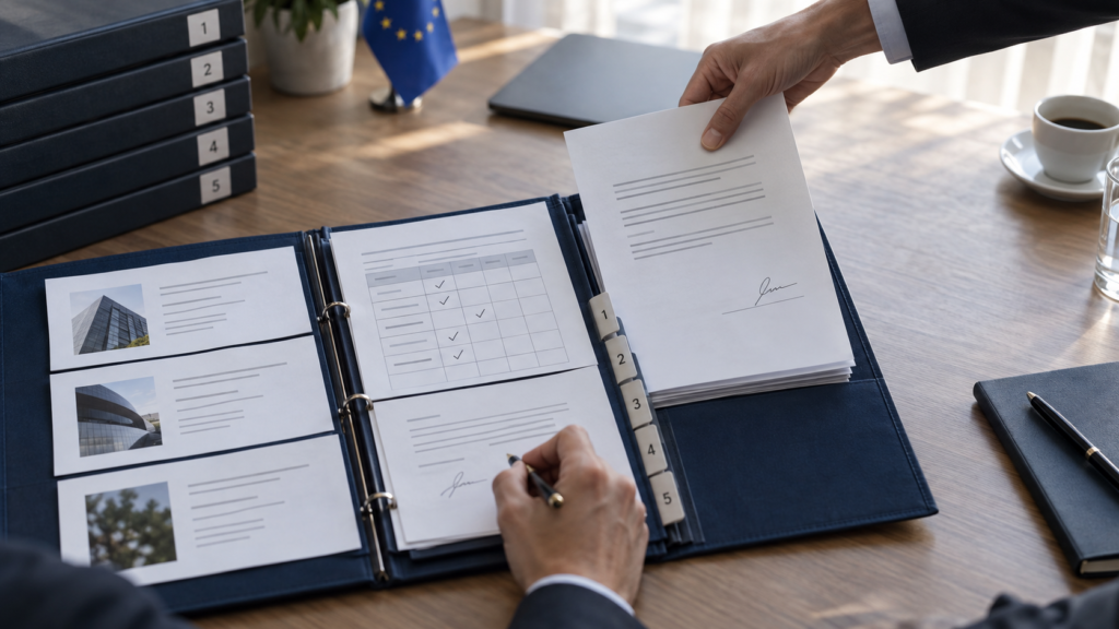 Dossier d'appel d'offres comprenant les offres, le tableau d'évaluation et les documents relatifs à la sélection du prestataire